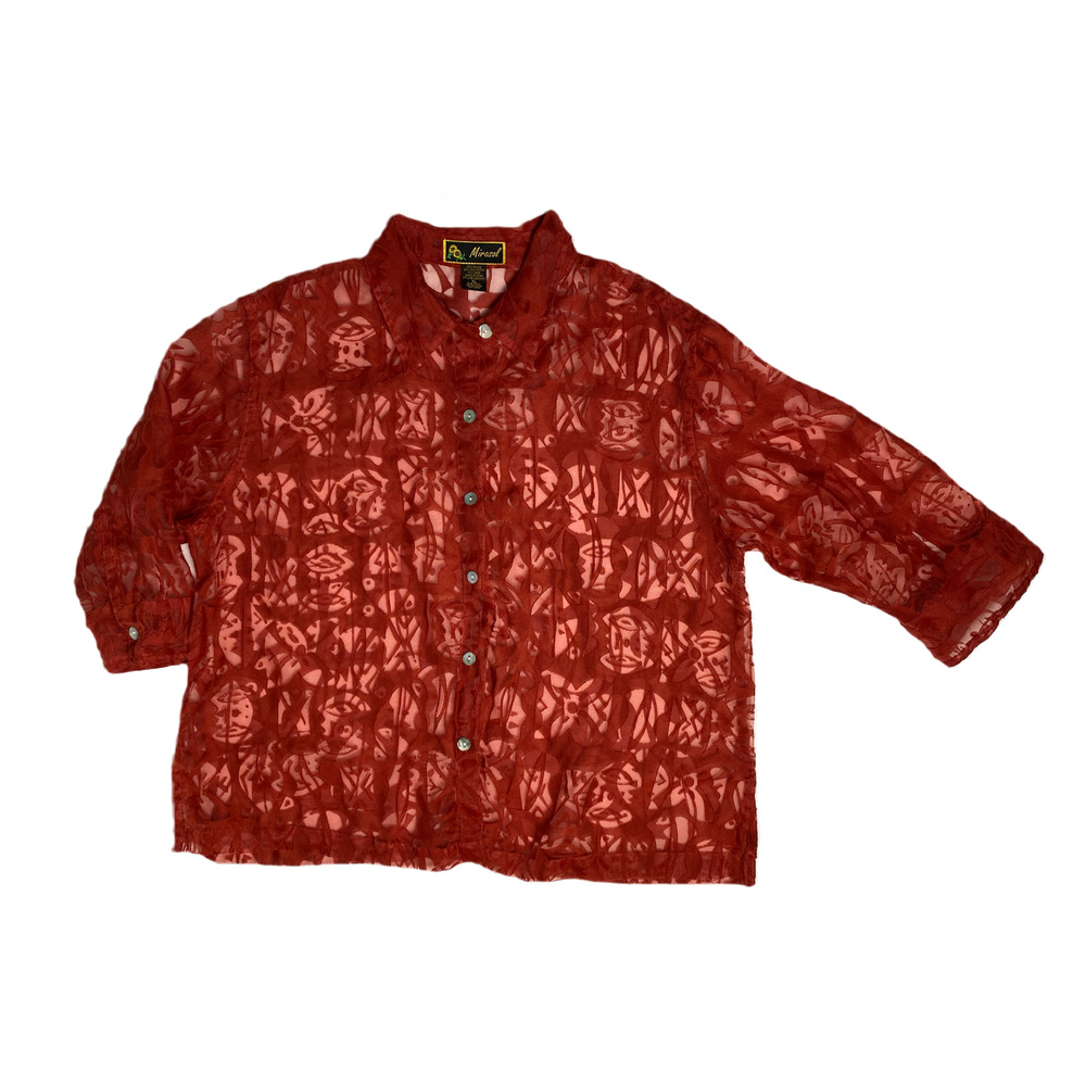 Mirasol 3/4 Sleeve Burn Out Blouse Size XL